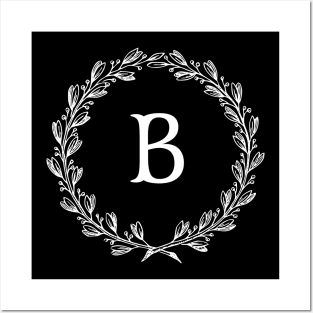 Beautiful Letter B Alphabet Initial Monogram Wreath Posters and Art